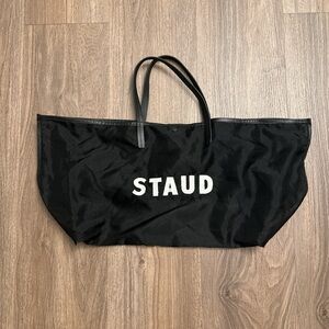 STAUD Black Oversized mesh logo Tote